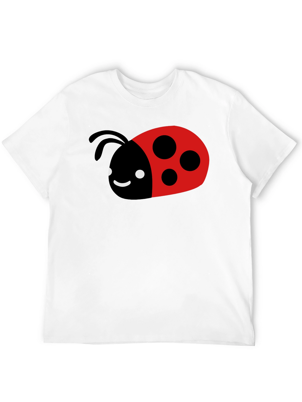 Cute Ladybug Graphic Tee - Black Cotton T-Shirt