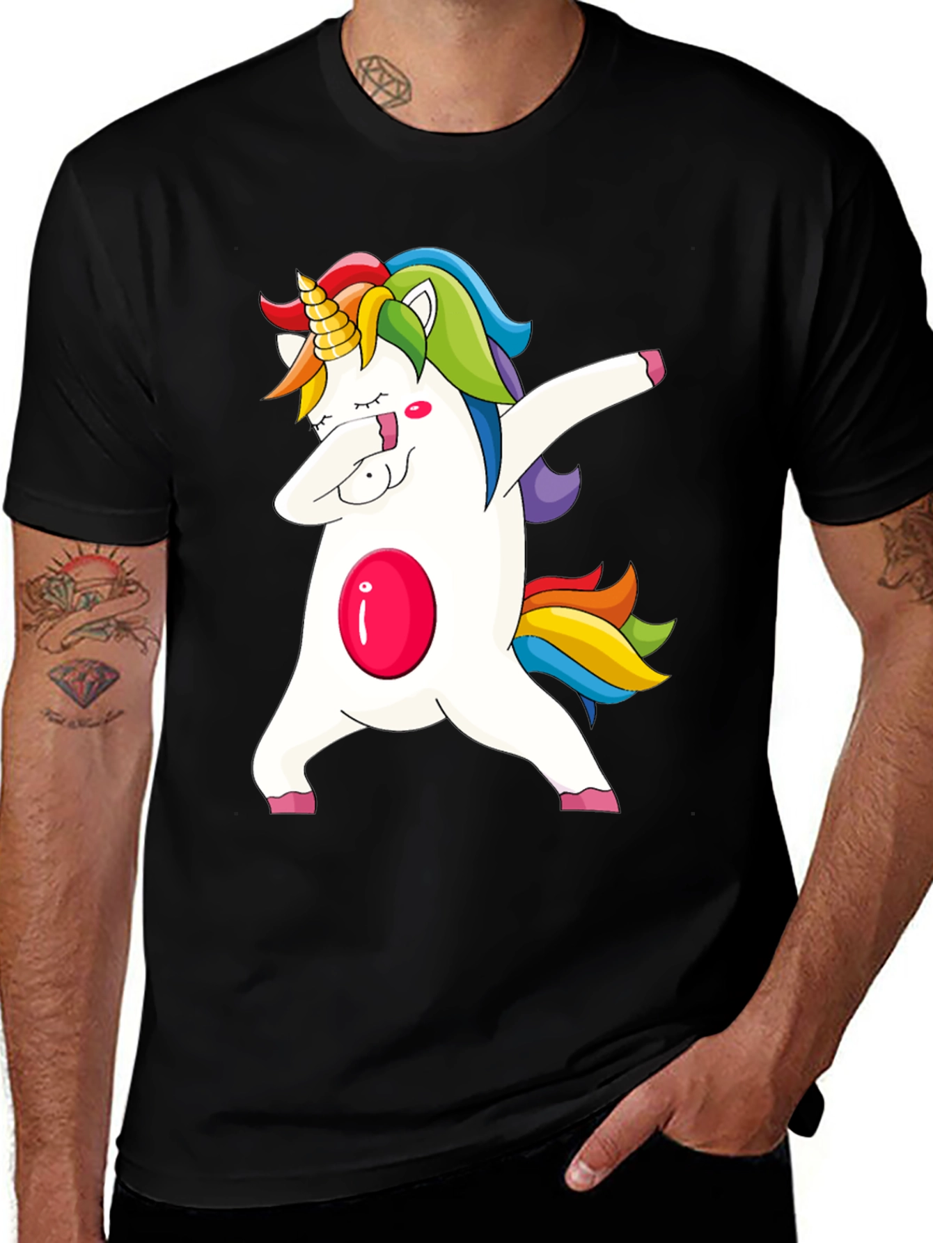 Unicorn Dabbing Graphic Tee - Fun & Stylish Black T-Shirt