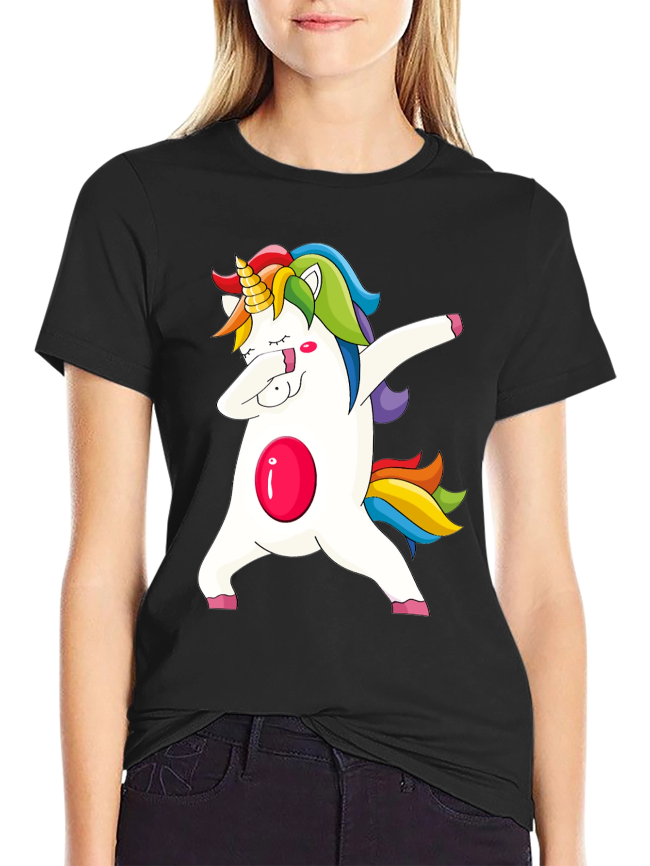 Unicorn Dabbing Graphic Tee - Fun & Stylish Black T-Shirt