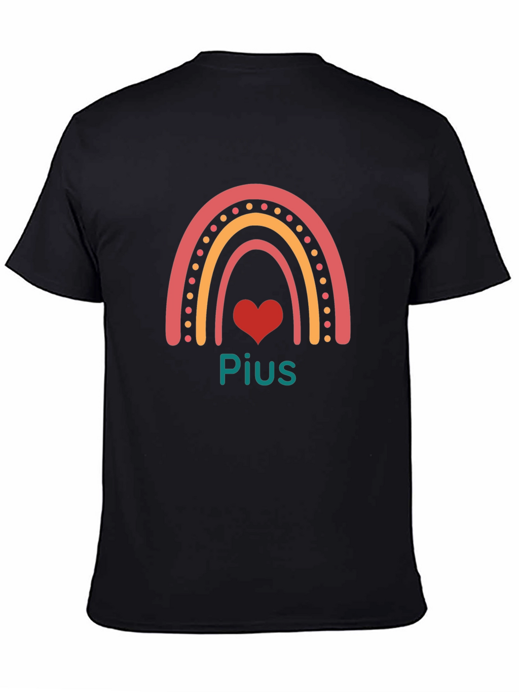 Rainbow Heart Personalized Black T-Shirt