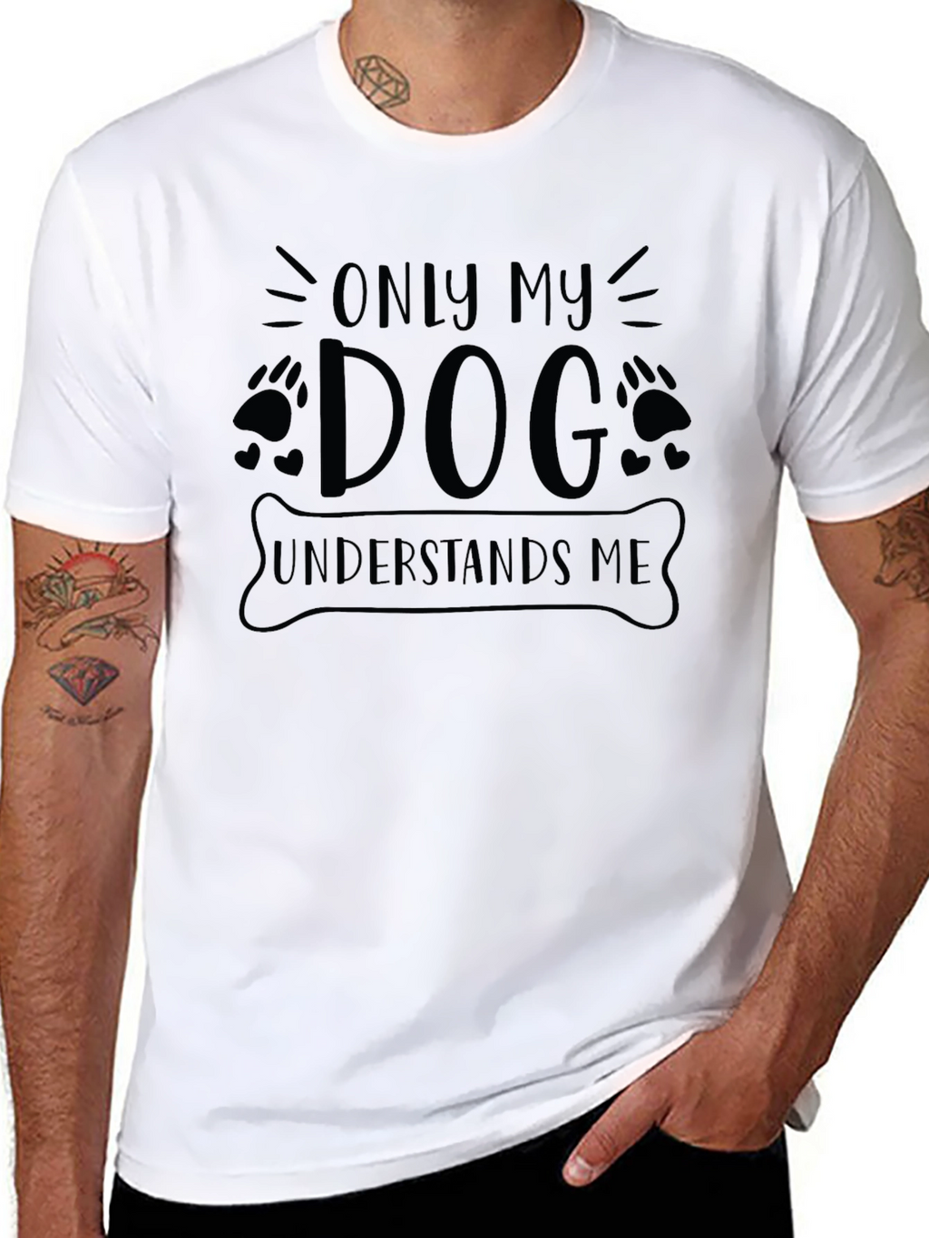 Only My Dog Understands Me Black Graphic T-Shirt