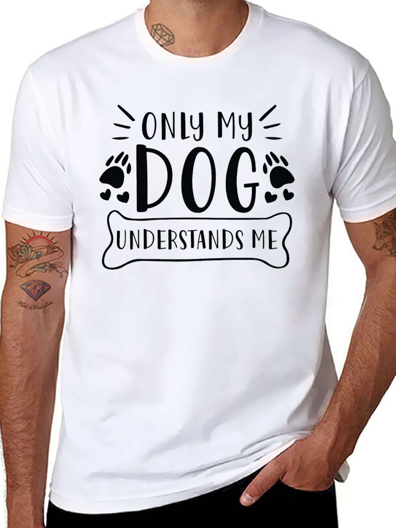 Only My Dog Understands Me Black Graphic T-Shirt