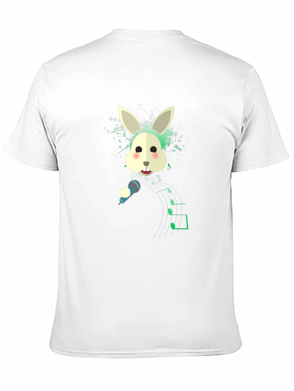 Singing Rabbit Graphic Tee - Black Cotton Blend T-Shirt