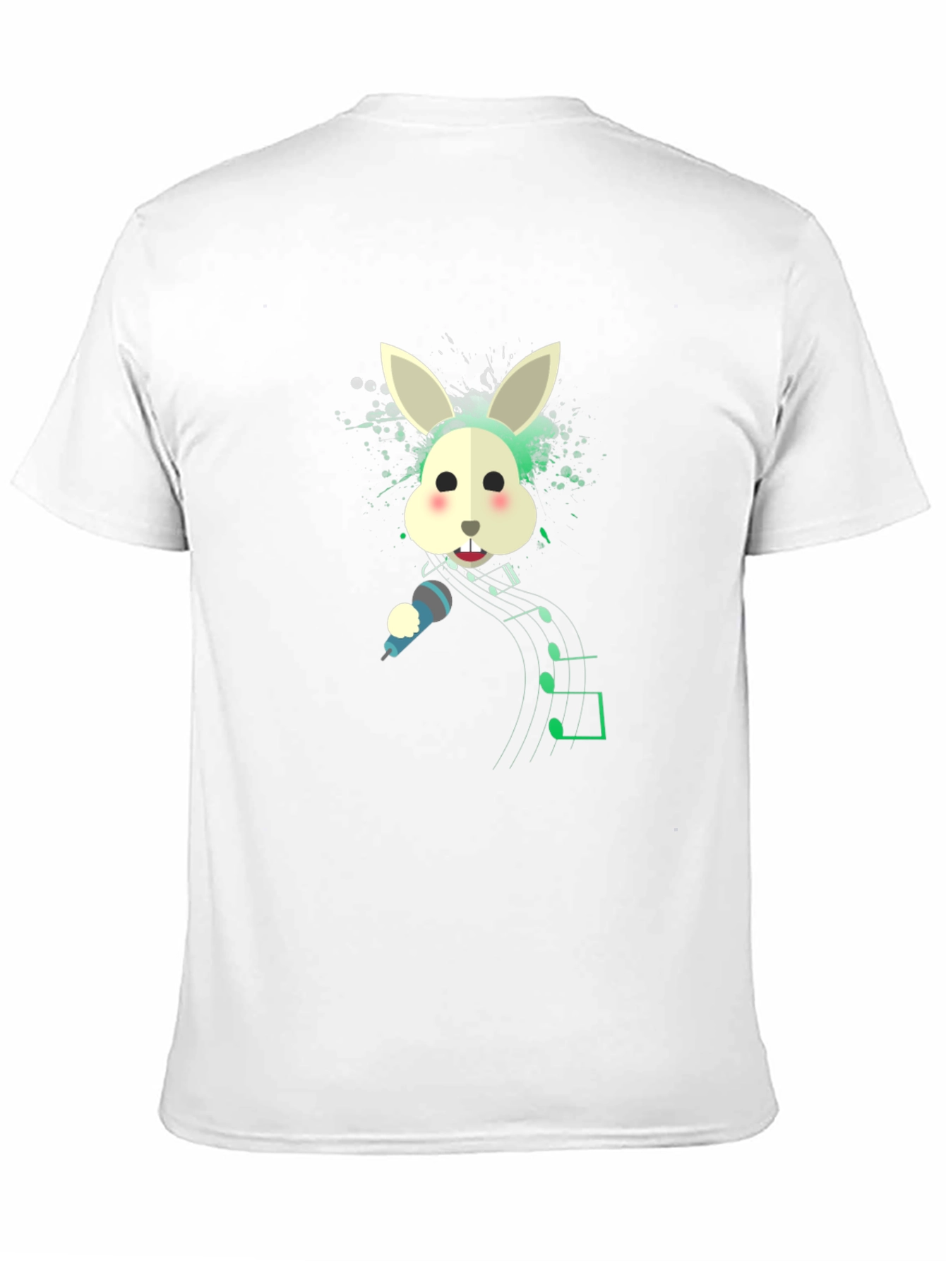 Singing Rabbit Graphic Tee - Black Cotton Blend T-Shirt
