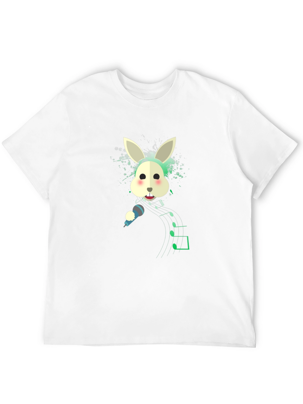 Singing Rabbit Graphic Tee - Black Cotton Blend T-Shirt