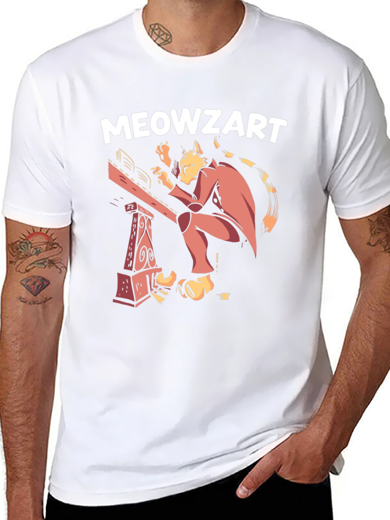 Meowzart Cat Musician Graphic T-Shirt