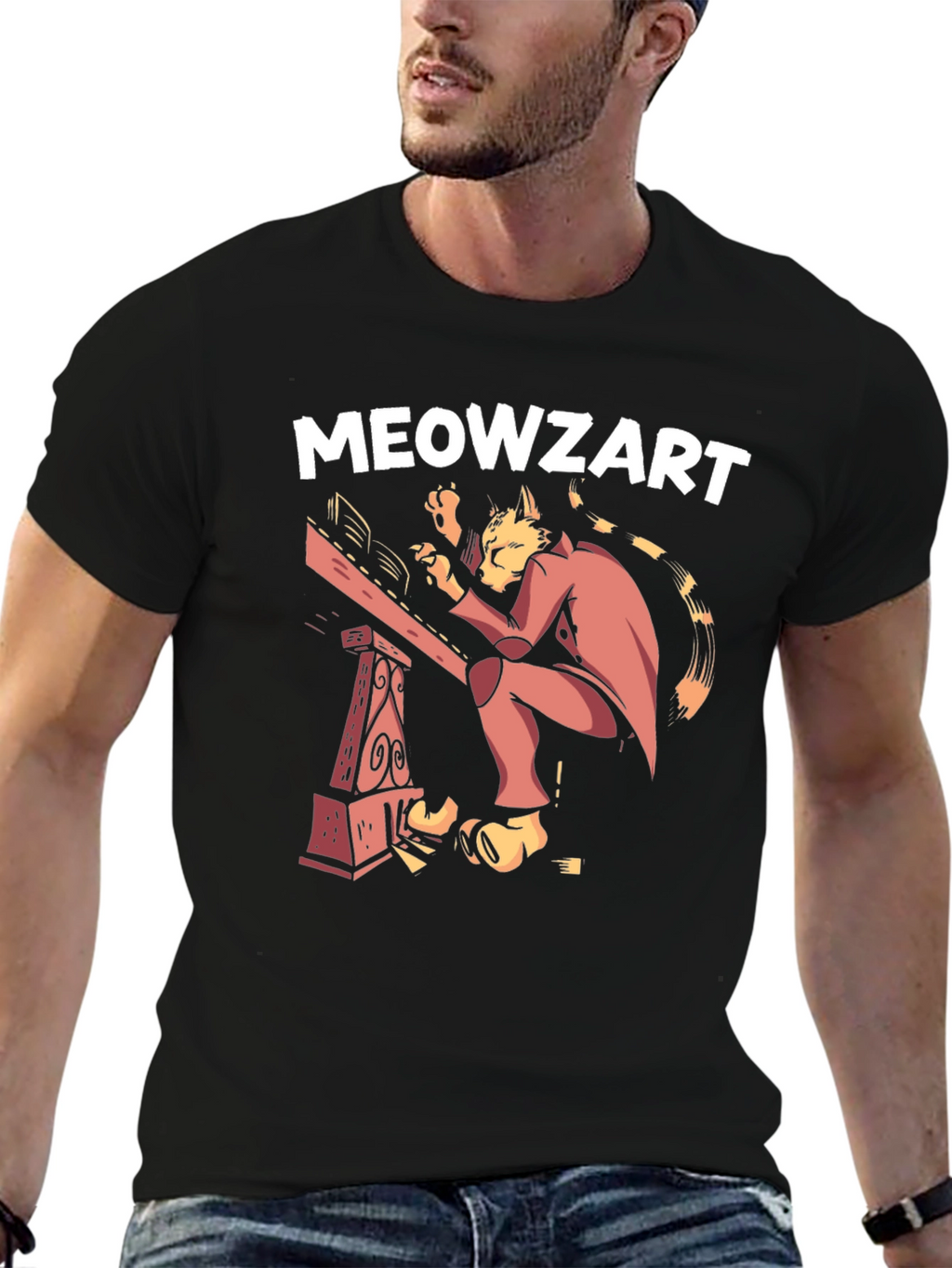 Meowzart Cat Musician Graphic T-Shirt