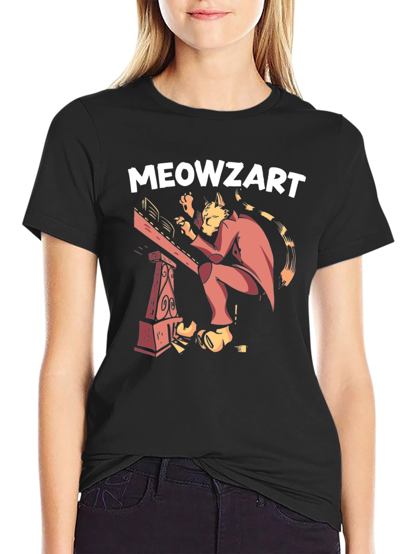 Meowzart Cat Musician Graphic T-Shirt