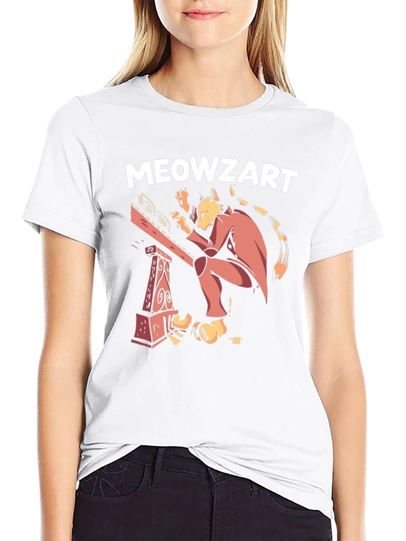 Meowzart Cat Musician Graphic T-Shirt