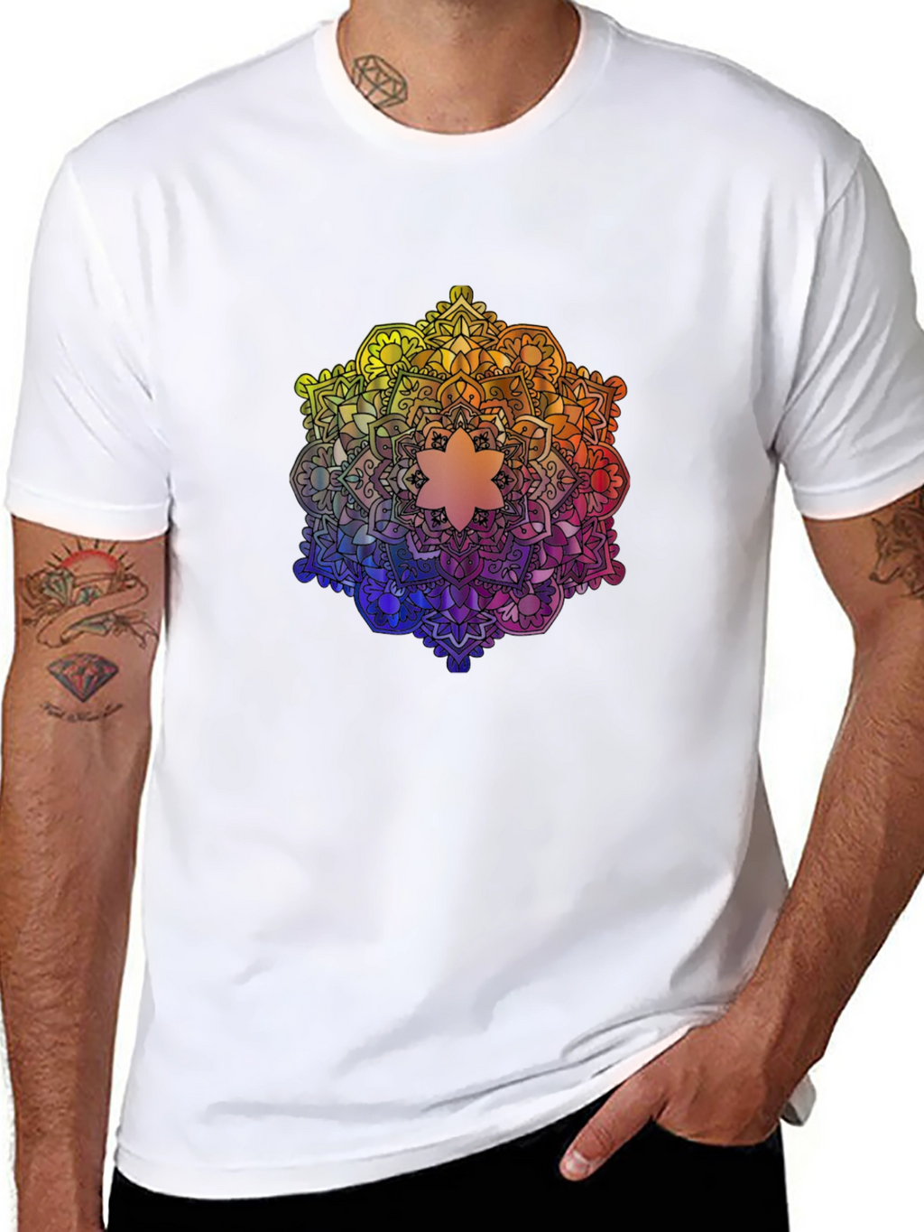 Rainbow Mandala Graphic Tee - Stylish and Unique