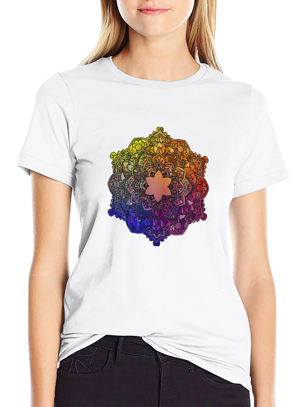 Rainbow Mandala Graphic Tee - Stylish and Unique