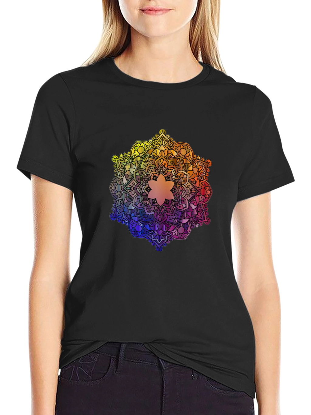 Rainbow Mandala Graphic Tee - Stylish and Unique