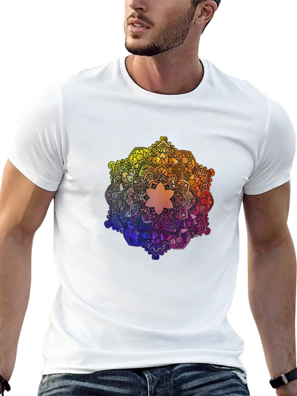 Rainbow Mandala Graphic Tee - Stylish and Unique