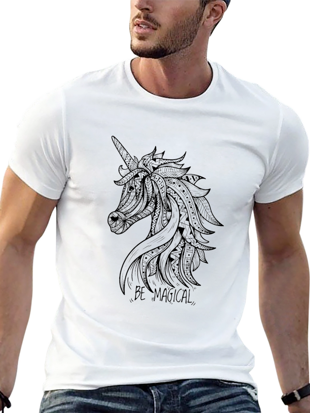 Magical Unicorn Graphic Black T-Shirt