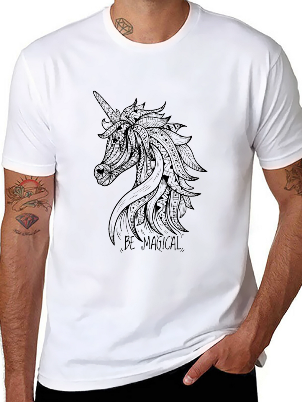 Magical Unicorn Graphic Black T-Shirt