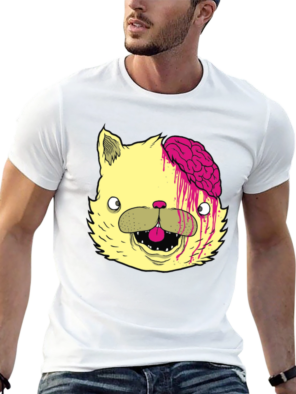 Zombie Cat Brains Graphic Tee - Mens