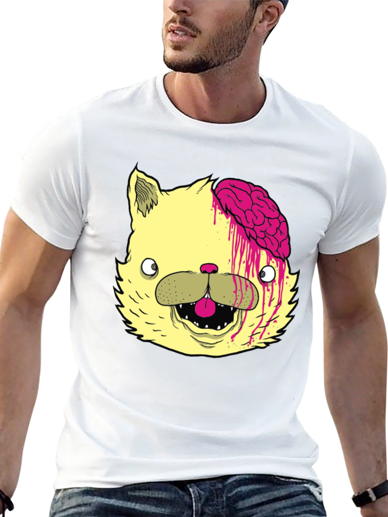 Zombie Cat Brains Graphic Tee - Mens