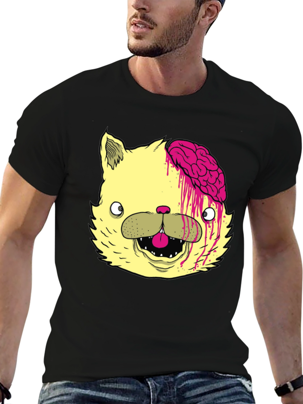 Zombie Cat Brains Graphic Tee - Mens