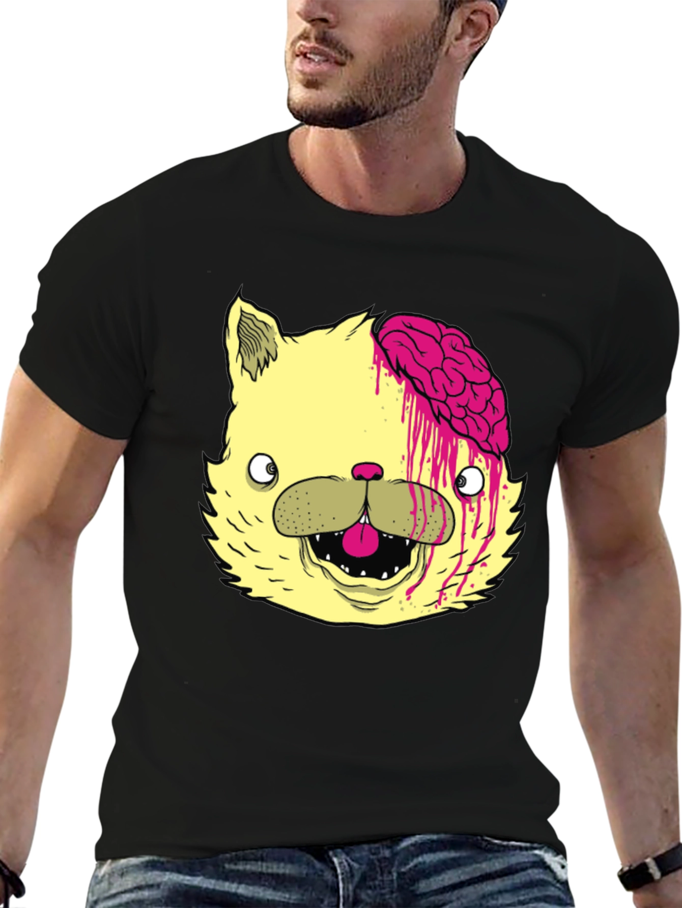 Zombie Cat Brains Graphic Tee - Mens