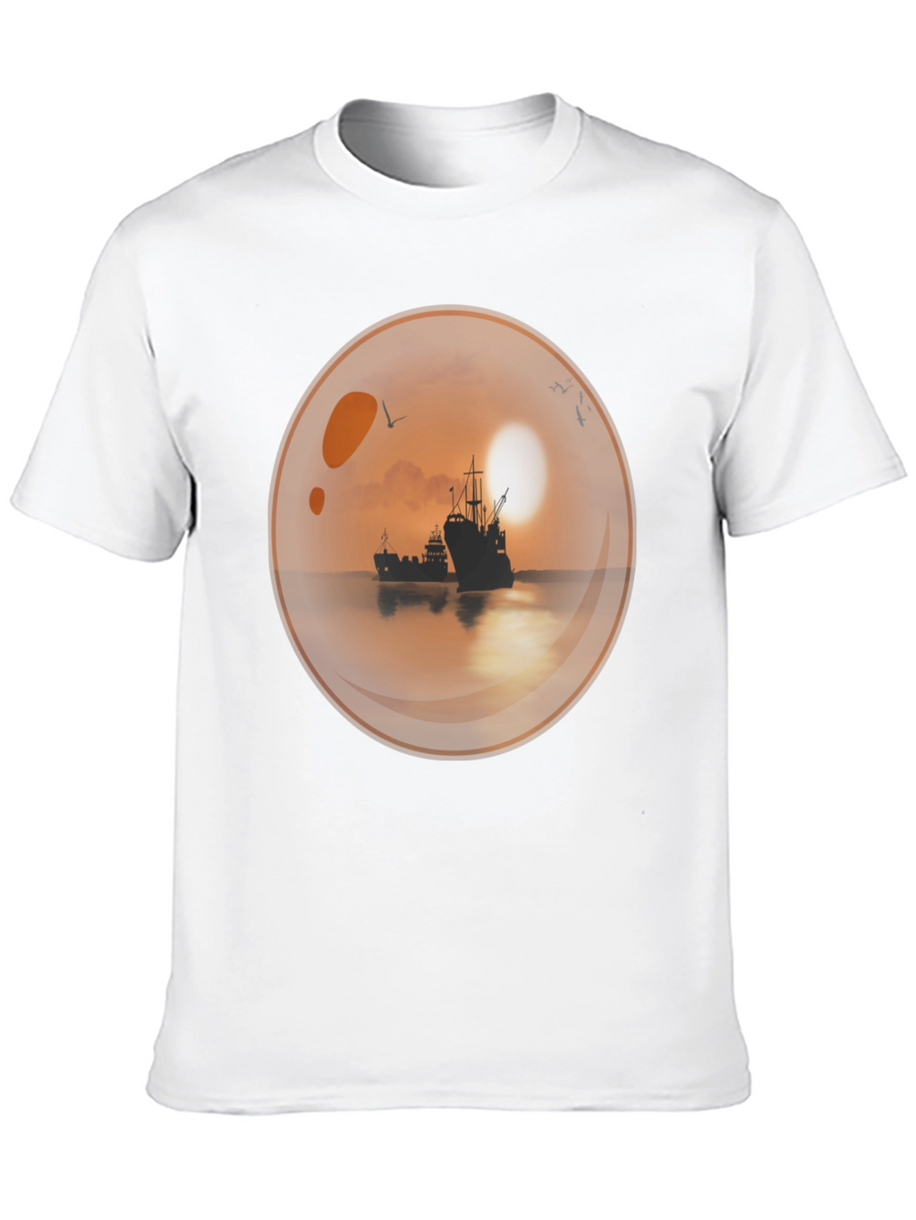 Sunset Ships in a Bubble T-Shirt
