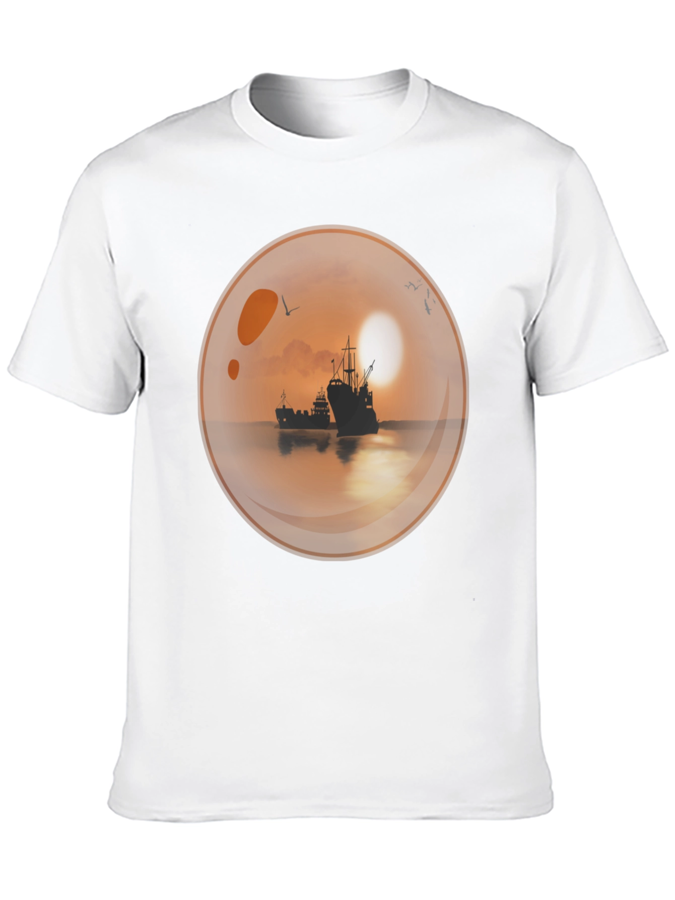 Sunset Ships in a Bubble T-Shirt