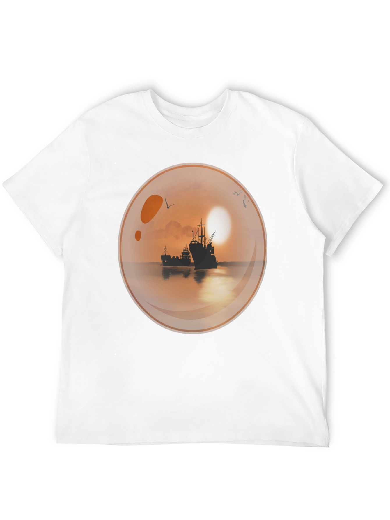 Sunset Ships in a Bubble T-Shirt