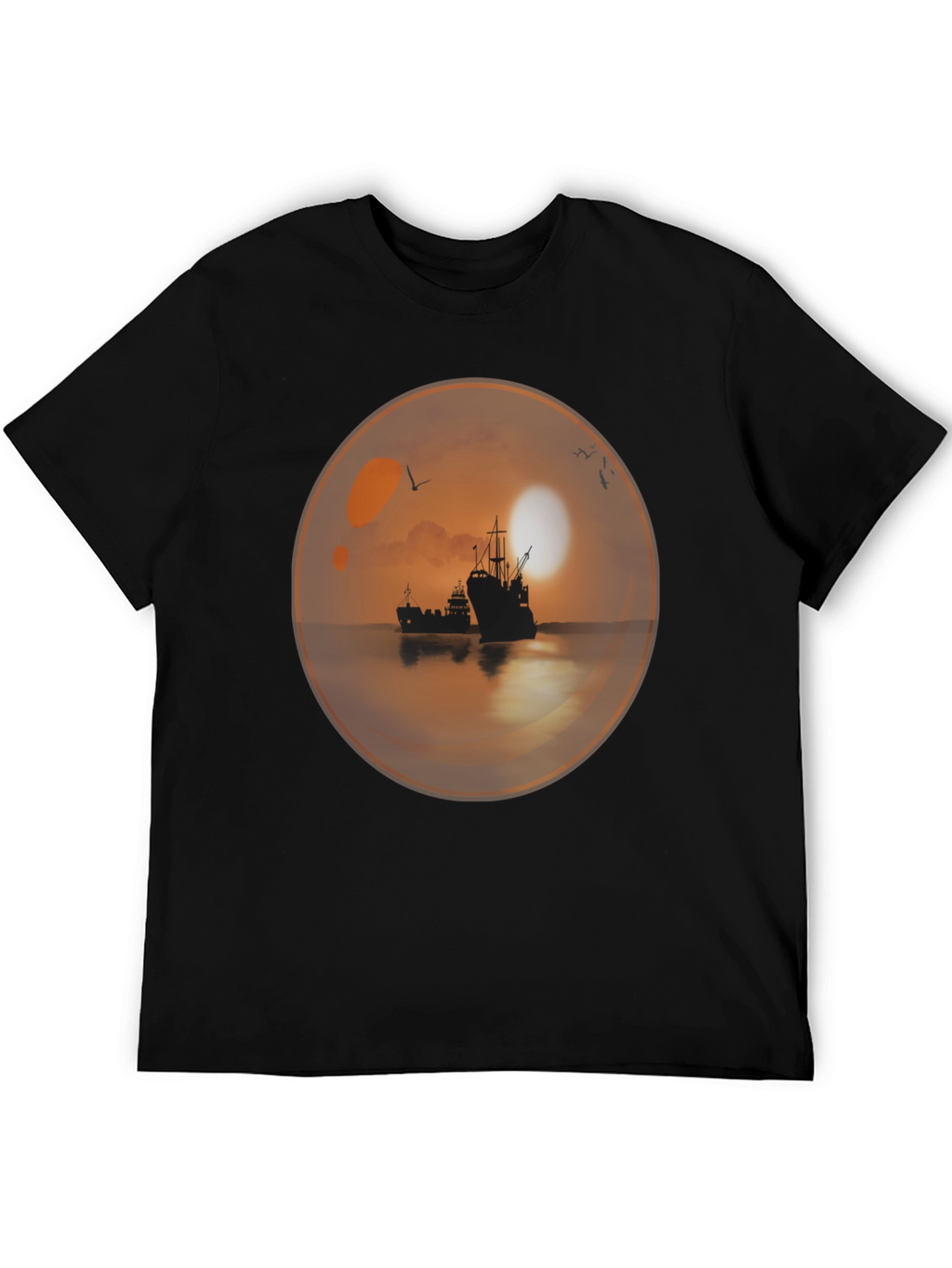 Sunset Ships in a Bubble T-Shirt