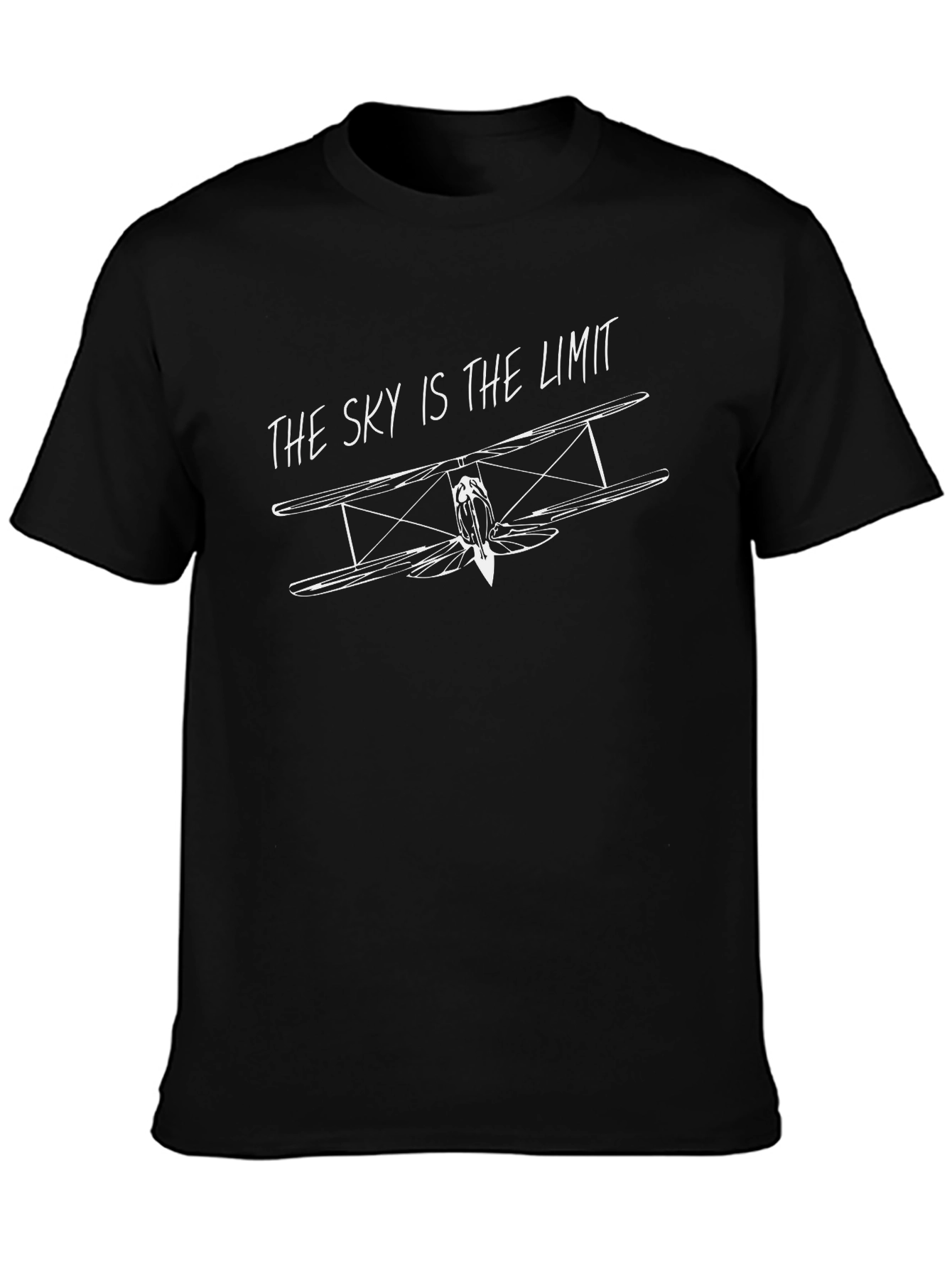 Skys the Limit Biplane Graphic Tee - Black