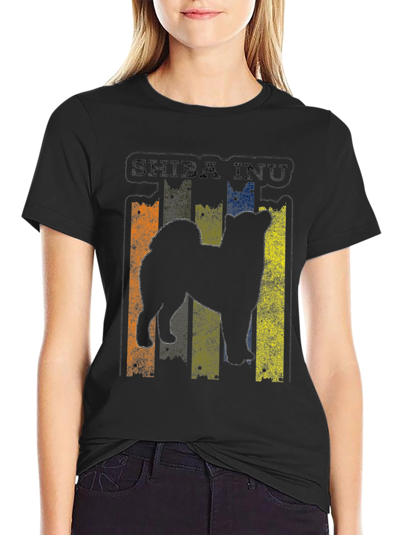 Shiba Inu Dog Silhouette Graphic T-Shirt