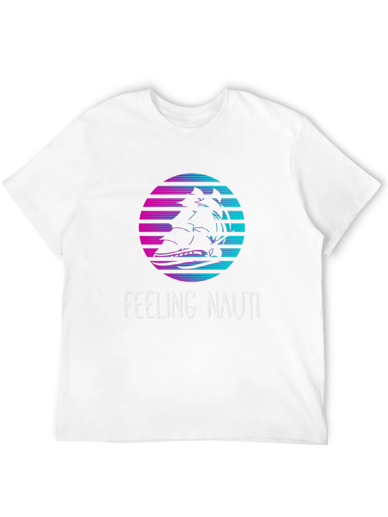 Feeling Nauti T-Shirt: Retro Sunset Ship Design