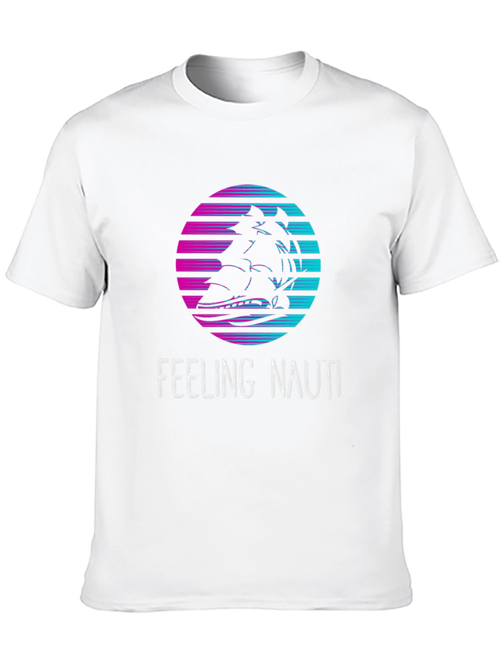 Feeling Nauti T-Shirt: Retro Sunset Ship Design
