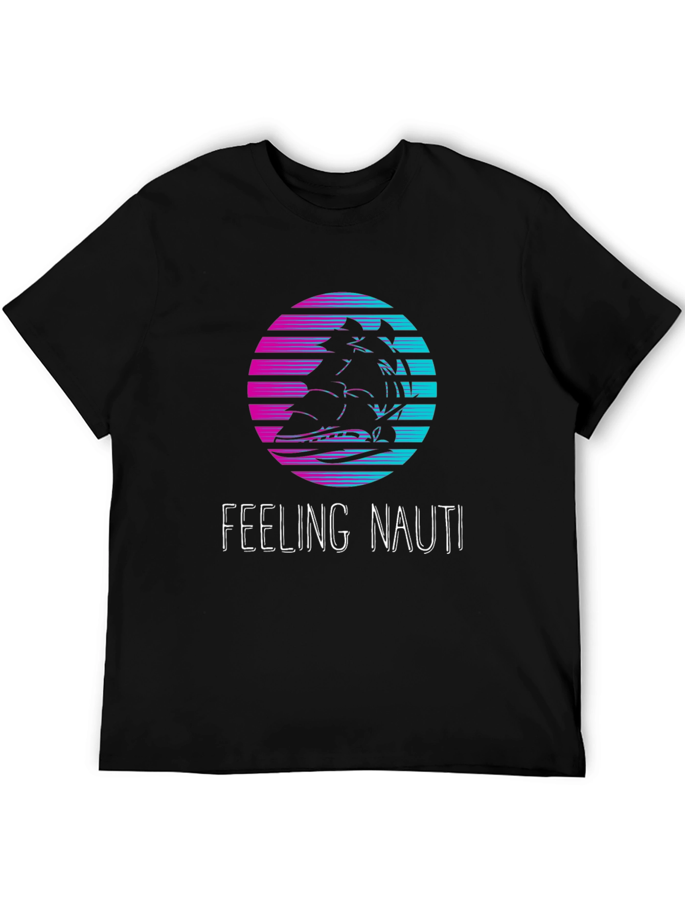 Feeling Nauti T-Shirt: Retro Sunset Ship Design