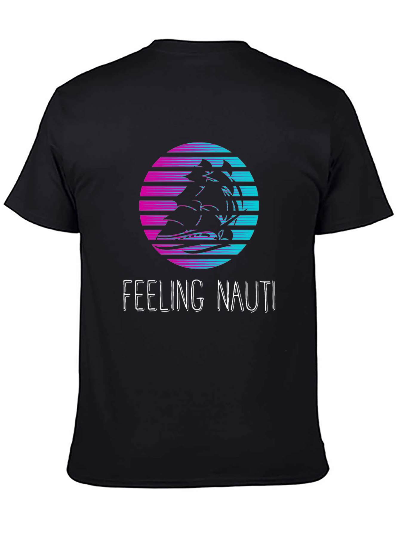Feeling Nauti T-Shirt: Retro Sunset Ship Design