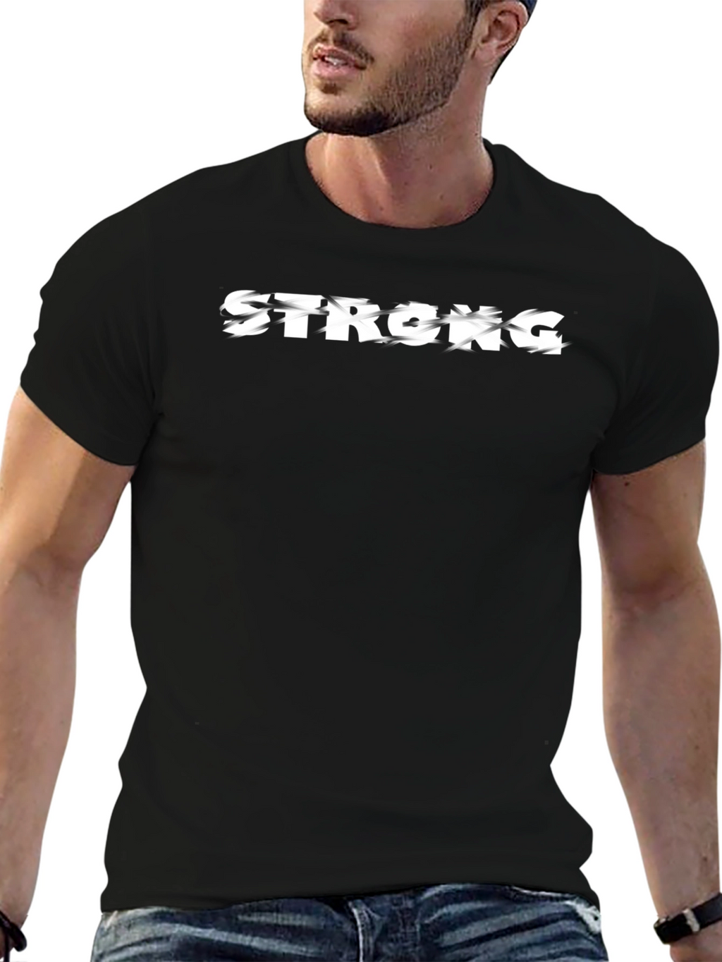 Strong Graphic Print T-Shirt - Mens Black Tee