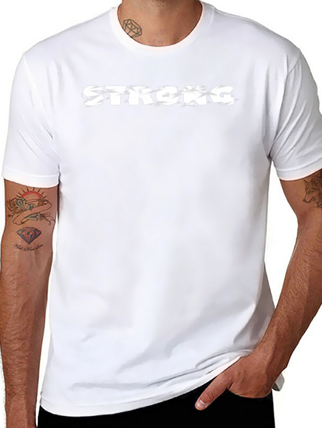 Strong Graphic Print T-Shirt - Mens Black Tee