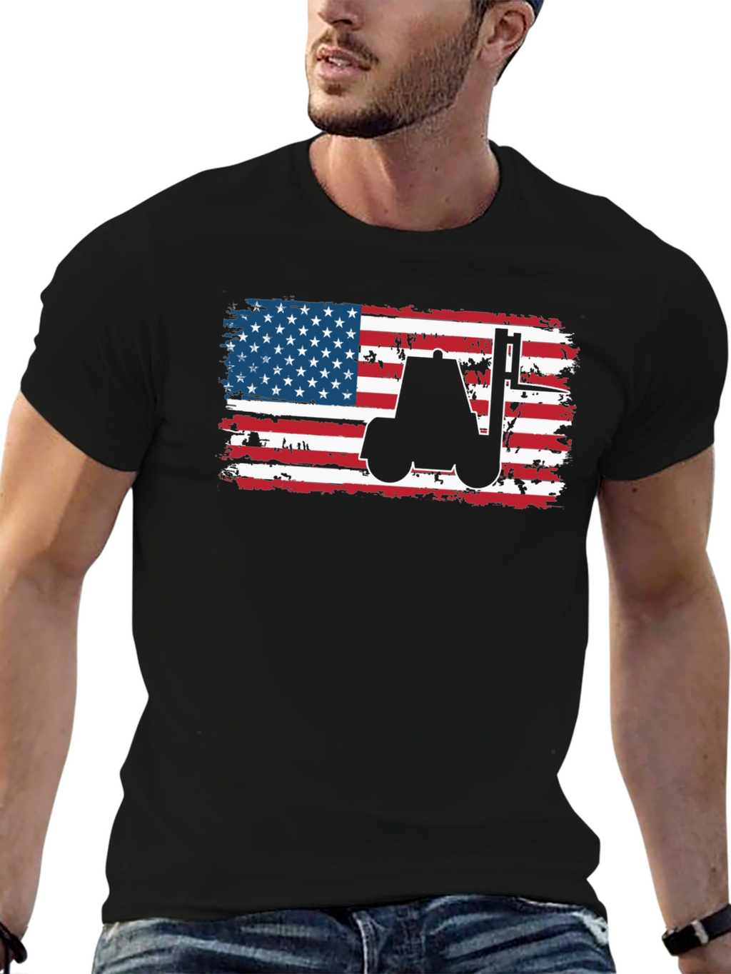American Flag Forklift T-Shirt