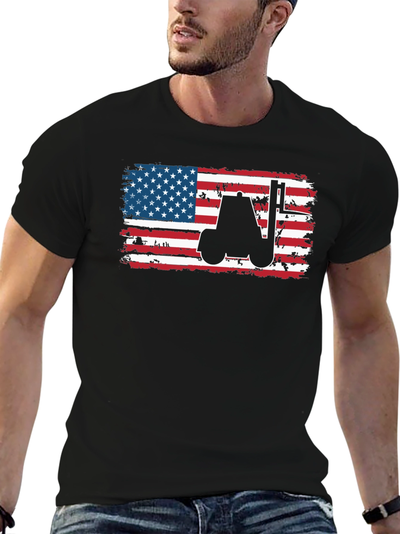 American Flag Forklift T-Shirt