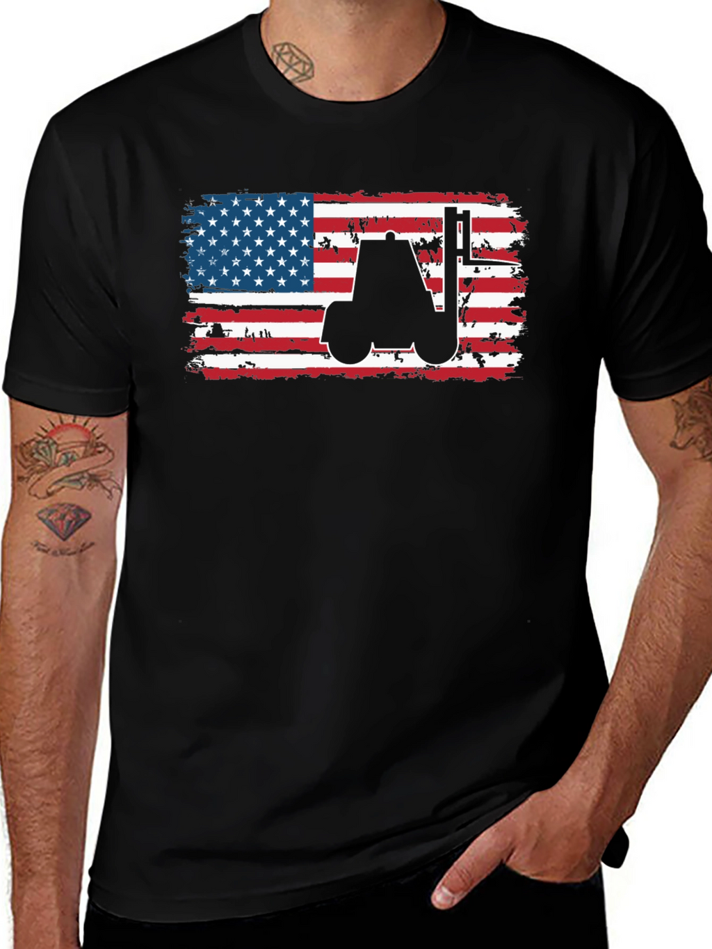 American Flag Forklift T-Shirt
