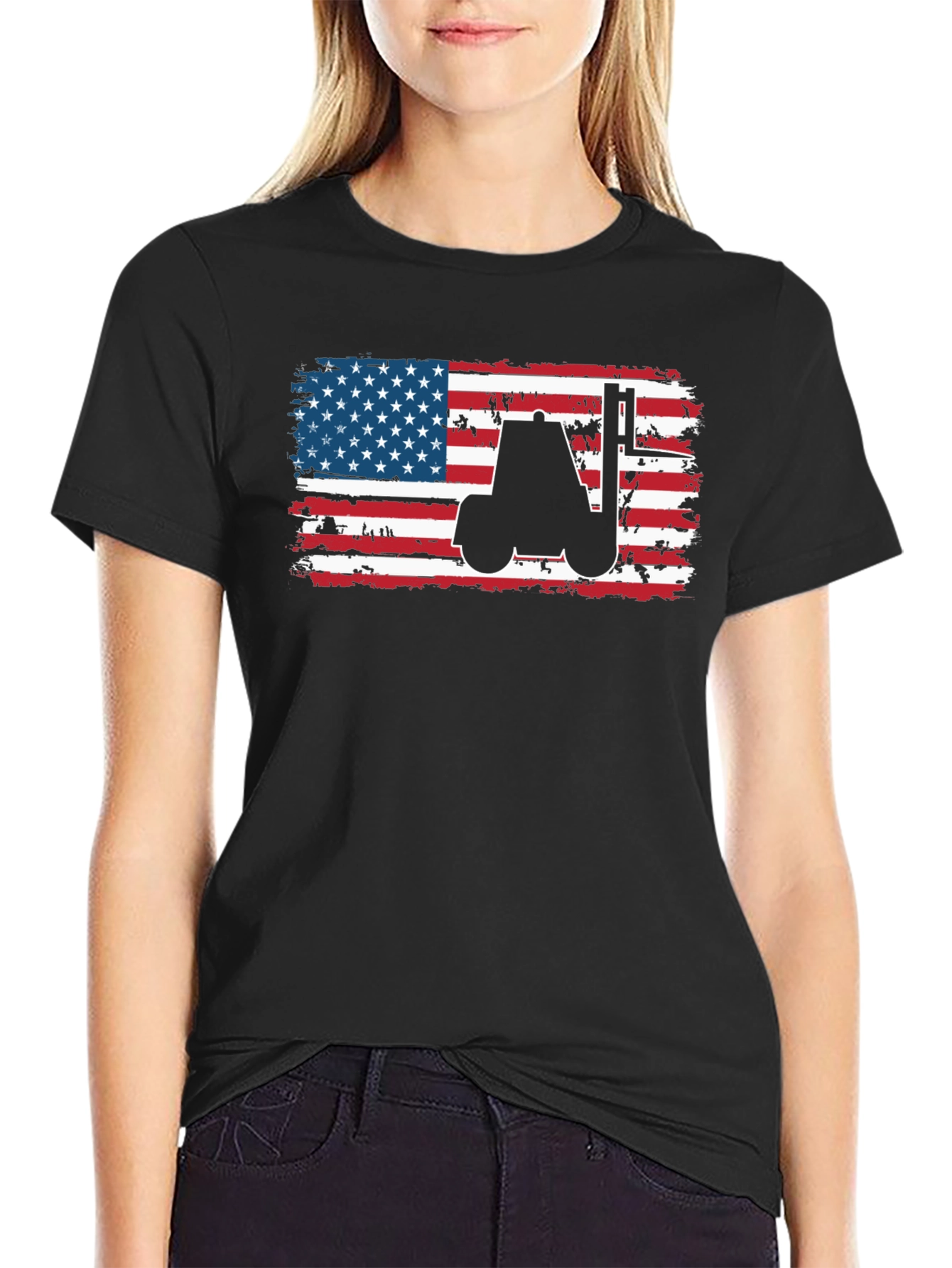 American Flag Forklift T-Shirt