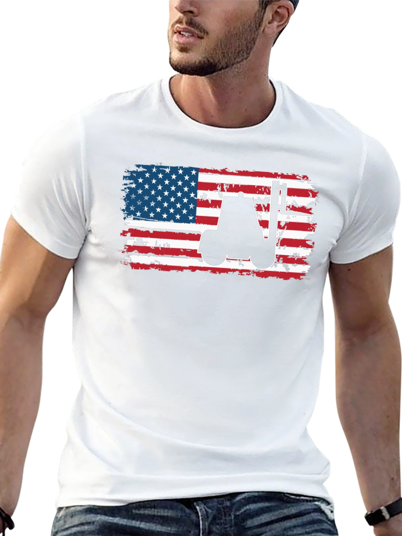 American Flag Forklift T-Shirt