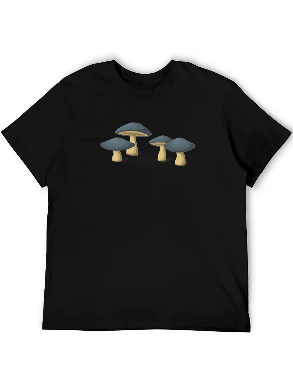 Mushroom Graphic Tee - Unisex Black Cotton T-Shirt