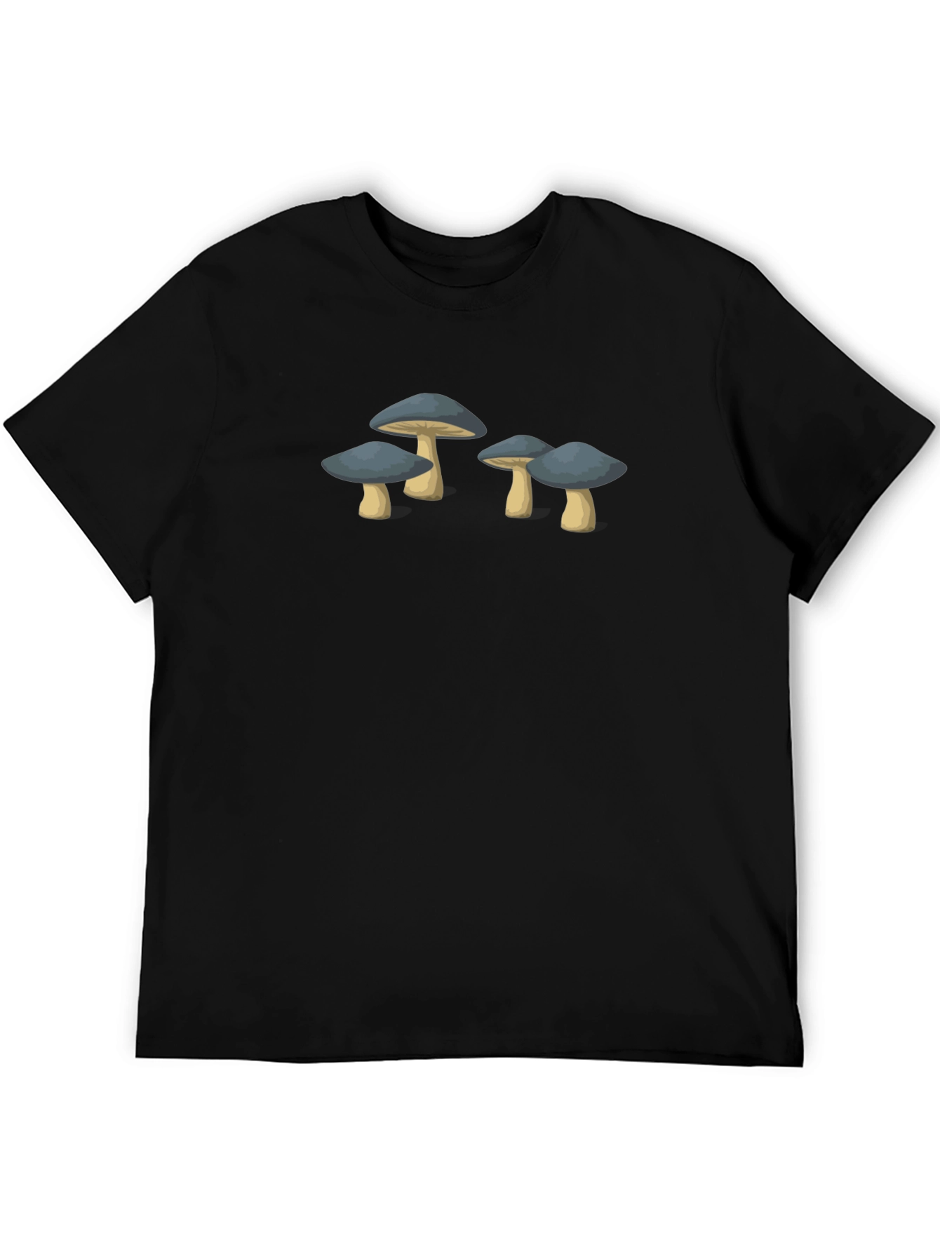 Mushroom Graphic Tee - Unisex Black Cotton T-Shirt
