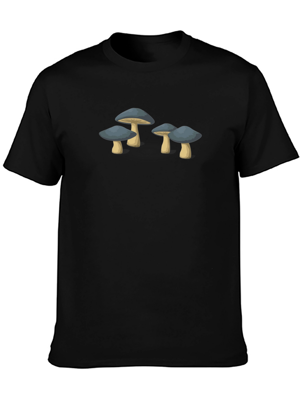Mushroom Graphic Tee - Unisex Black Cotton T-Shirt