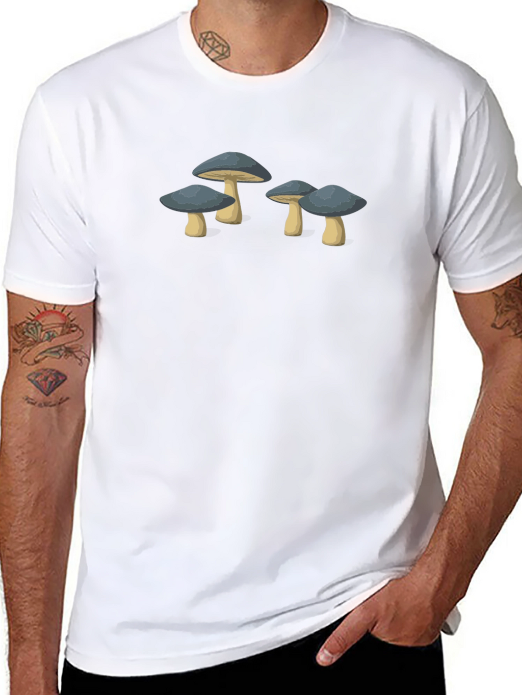 Mushroom Graphic Tee - Unisex Black Cotton T-Shirt