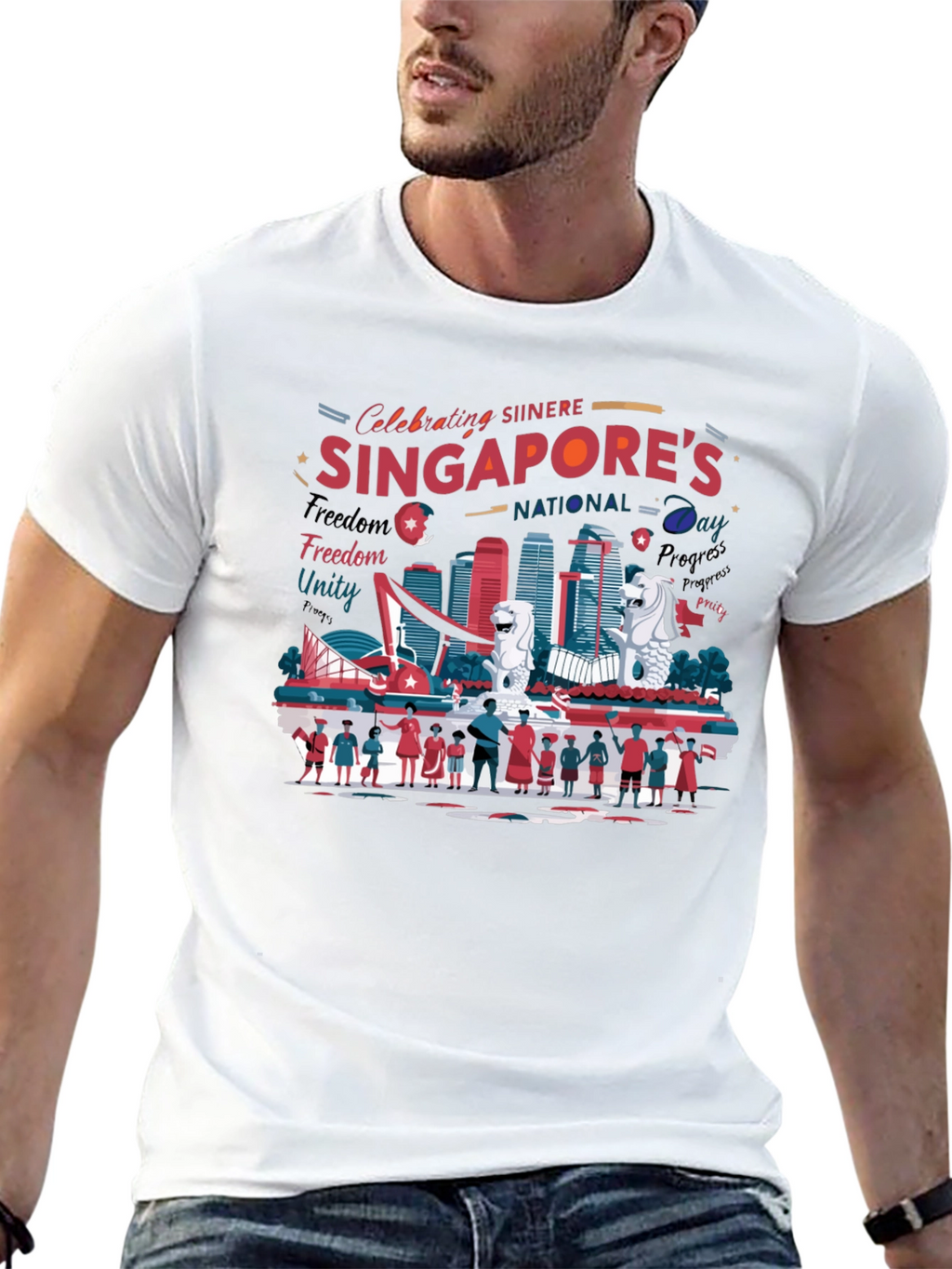 Singapore National Day Graphic T-Shirt