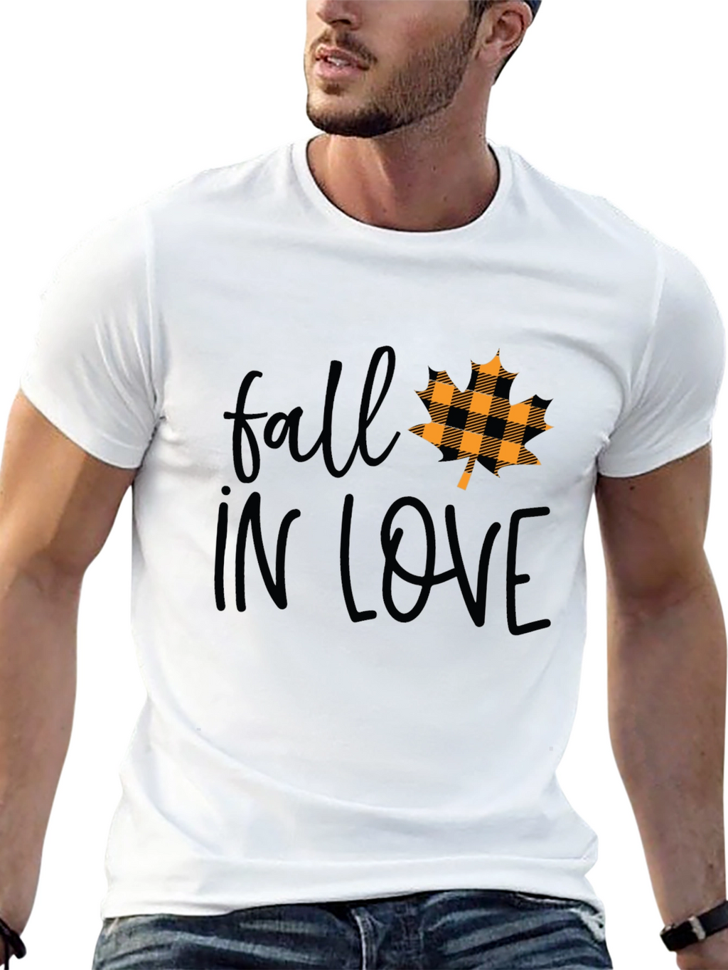 Fall In Love Maple Leaf Plaid T-Shirt