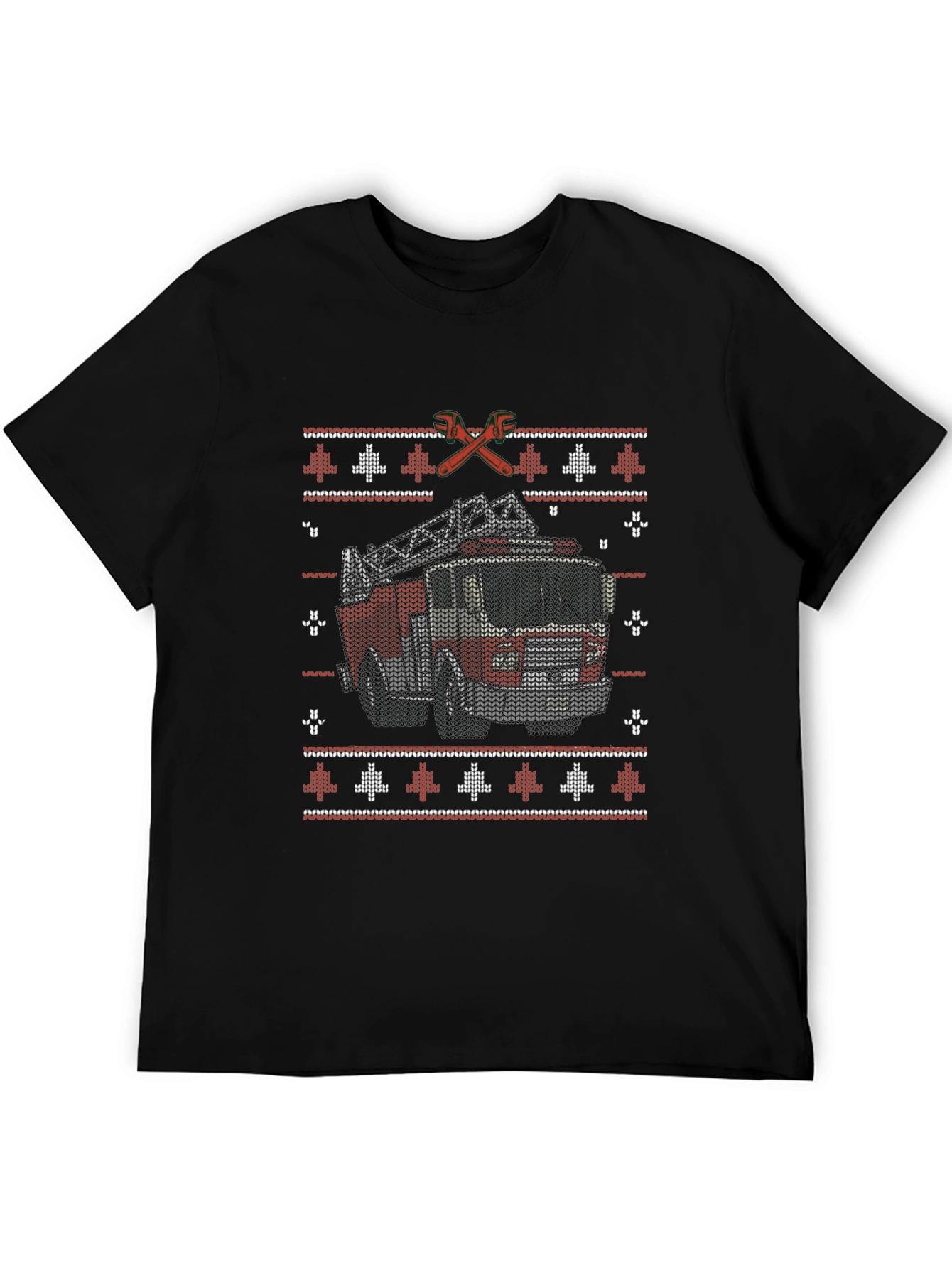 Fire Truck Ugly Christmas Sweater T-Shirt