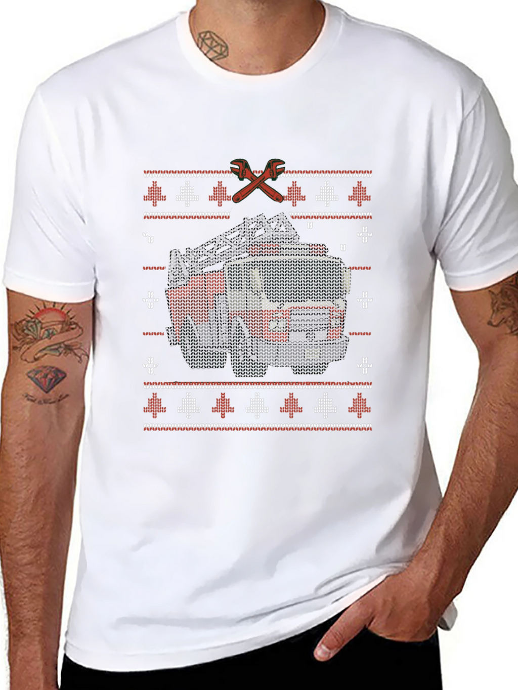 Fire Truck Ugly Christmas Sweater T-Shirt