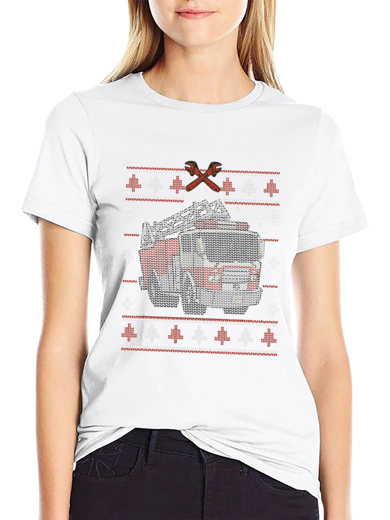 Fire Truck Ugly Christmas Sweater T-Shirt