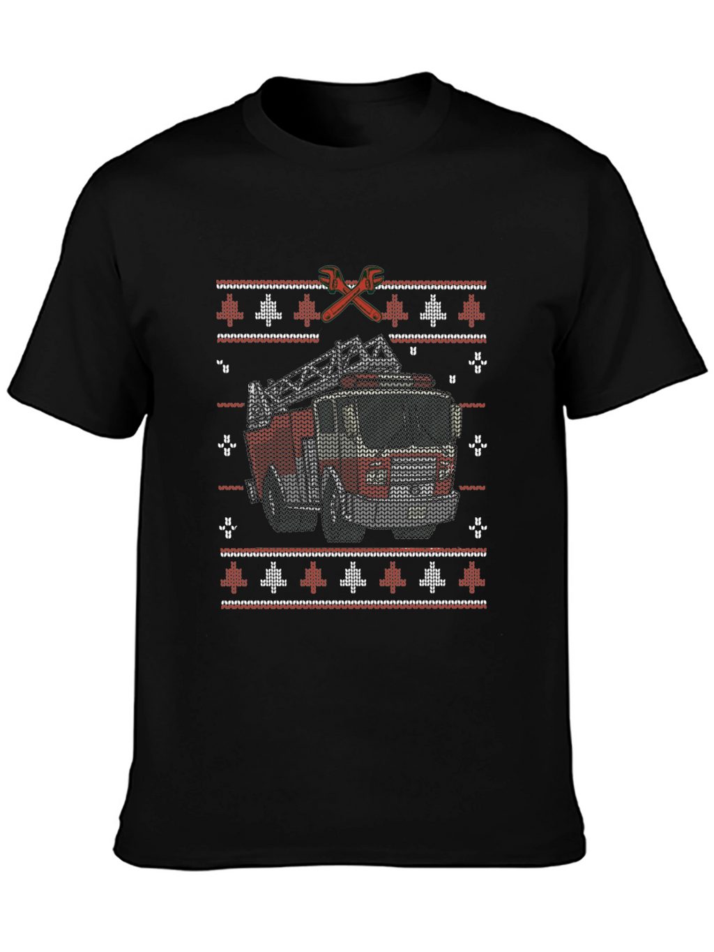 Fire Truck Ugly Christmas Sweater T-Shirt
